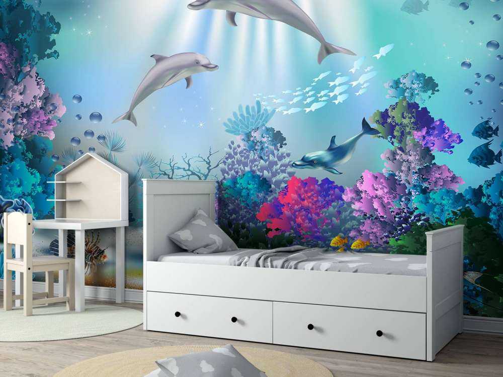 Underwater world with dolphins