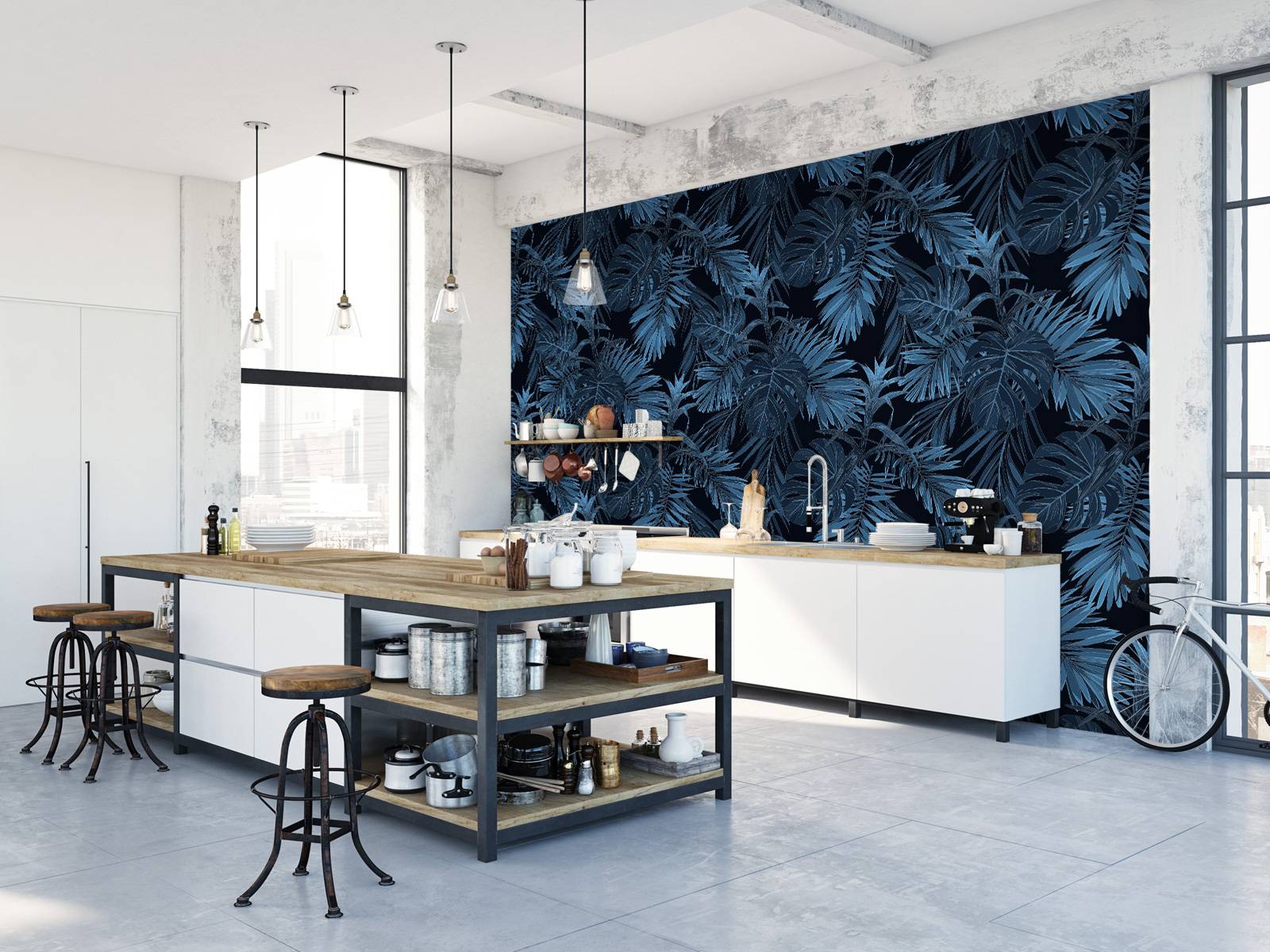 Blue tropical leaves