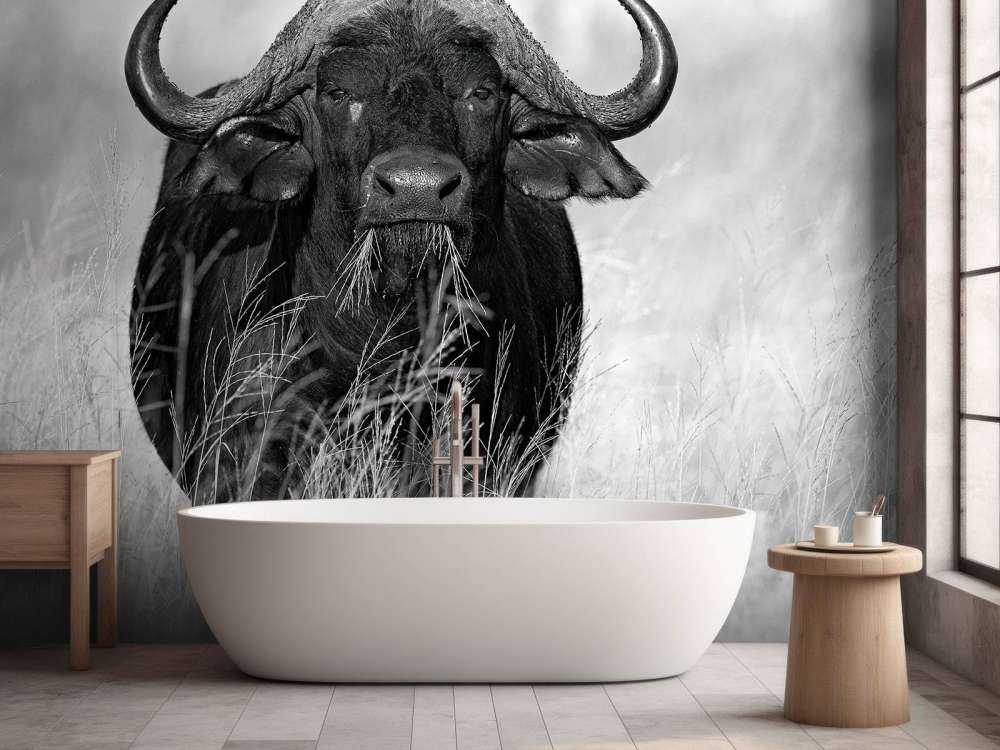 Buffalo in black and white