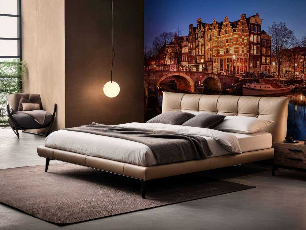 Illuminated houses along the canal