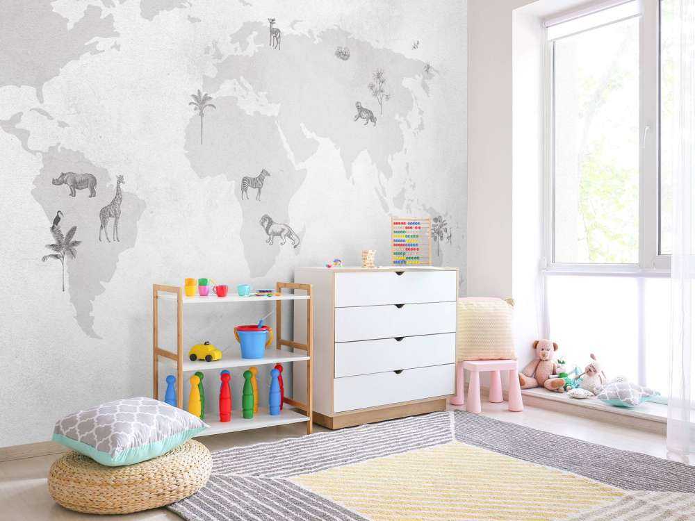World map sketch grey