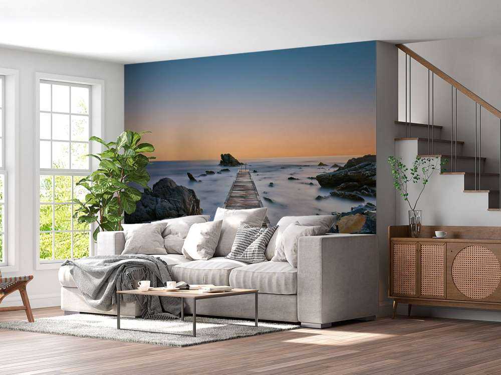 Jetty at rocky coast