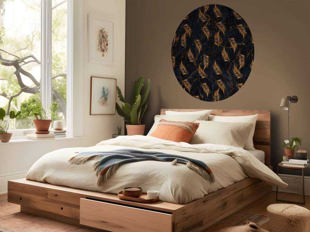 Tropical leaves on marble