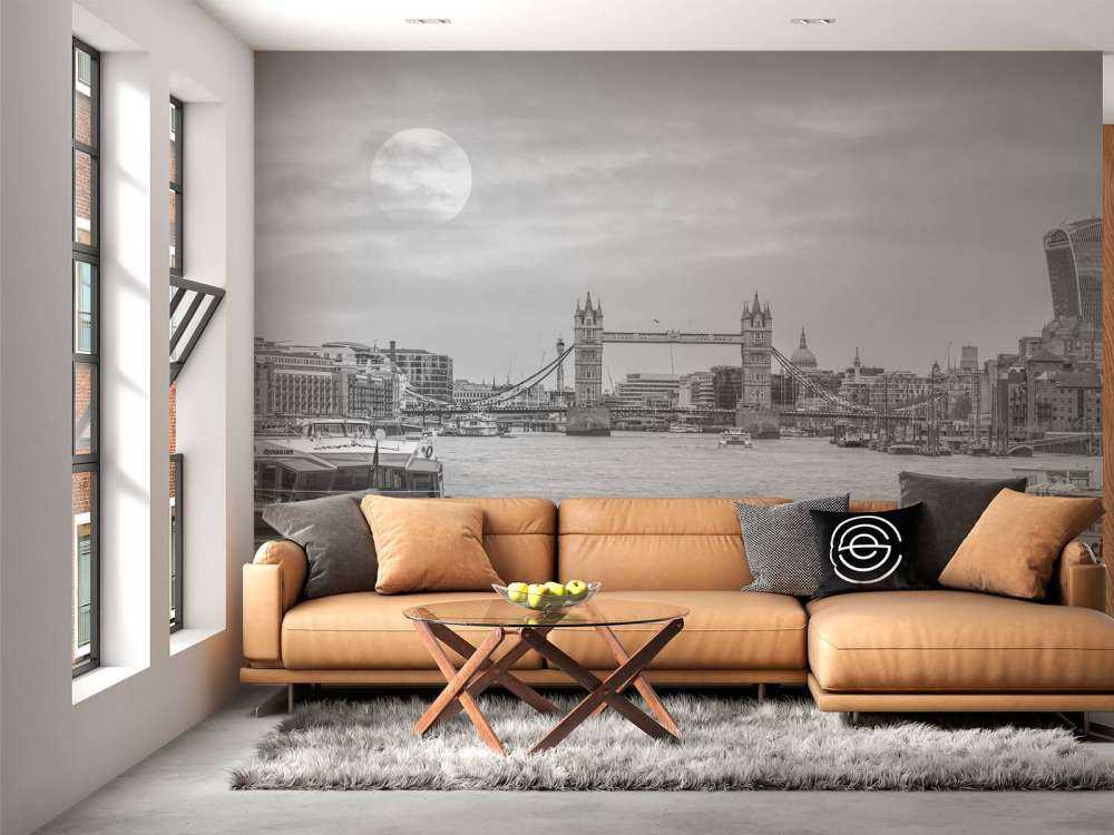 Cityscape of London in black and white