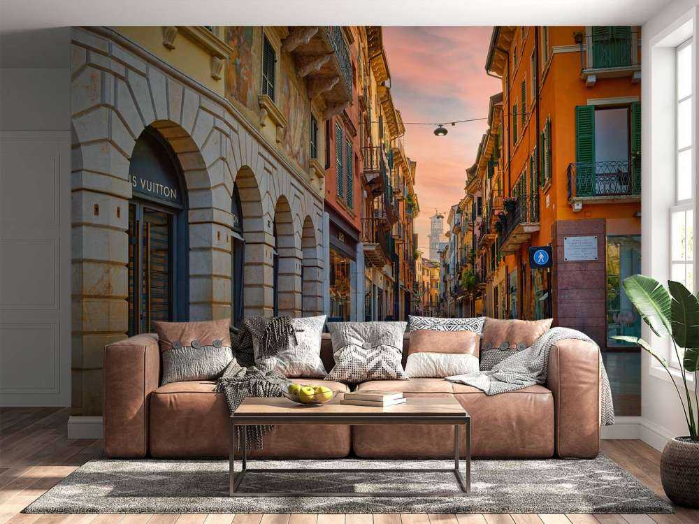 Shopping street at sunrise