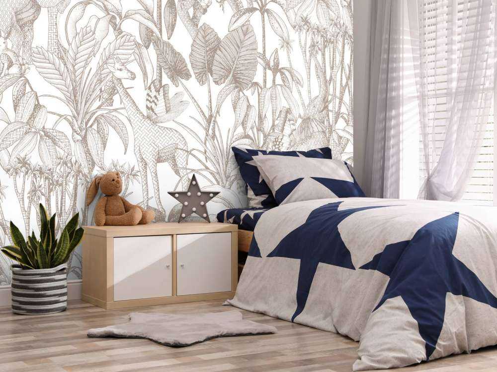 Animals between palm trees taupe