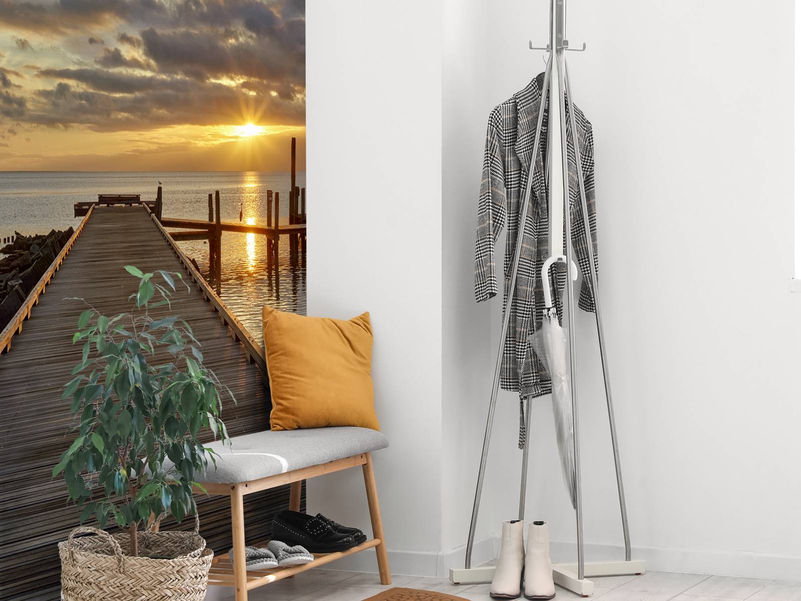 Wooden jetty with sunrise