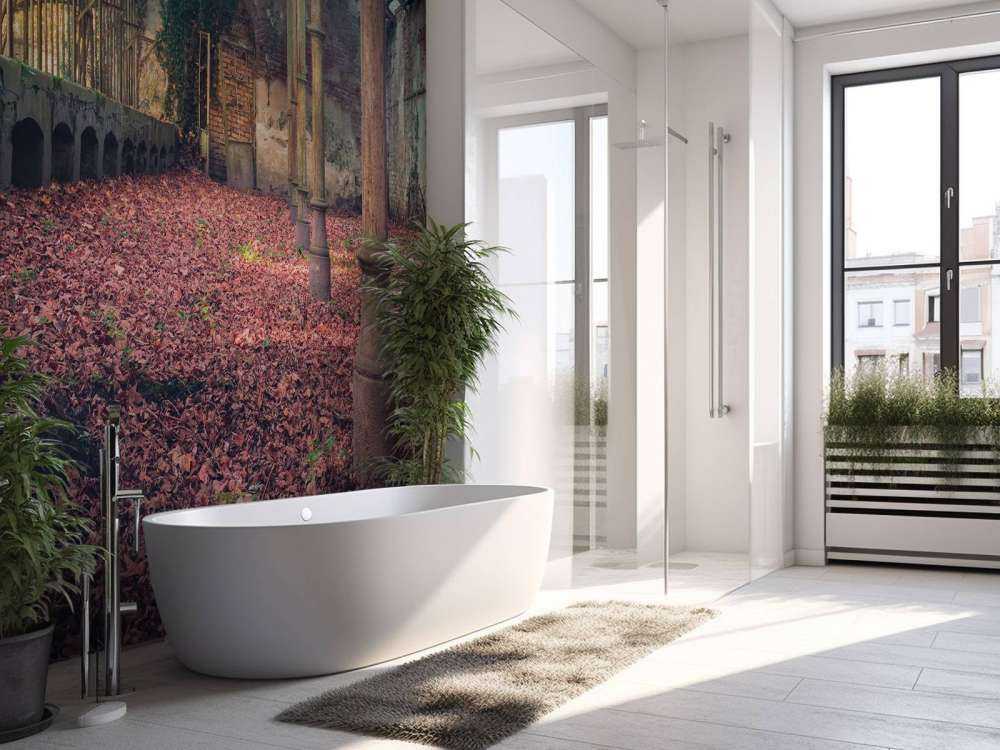 Abandoned house with leaves