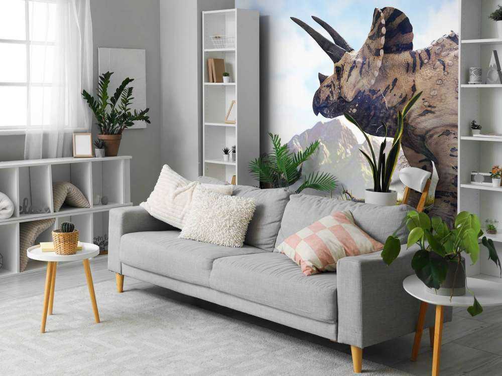 Dinosaurs walking through the countryside