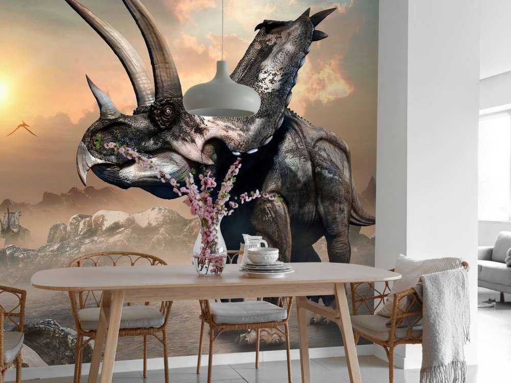 Dinosaur in the morning fog