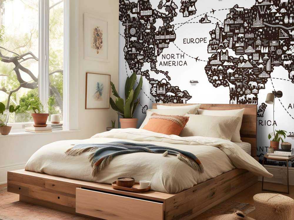 Wereldkaart met reislijnen