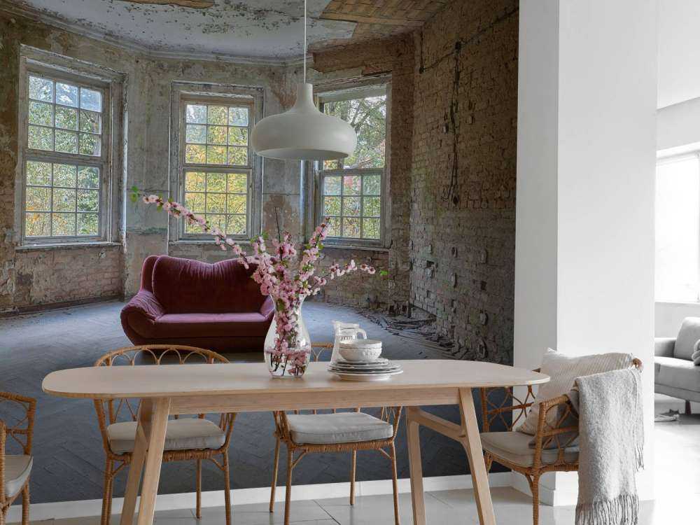 Sofa in abandoned room