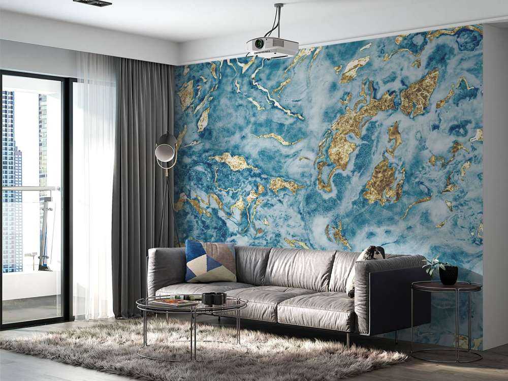 Blauw marmer met goud