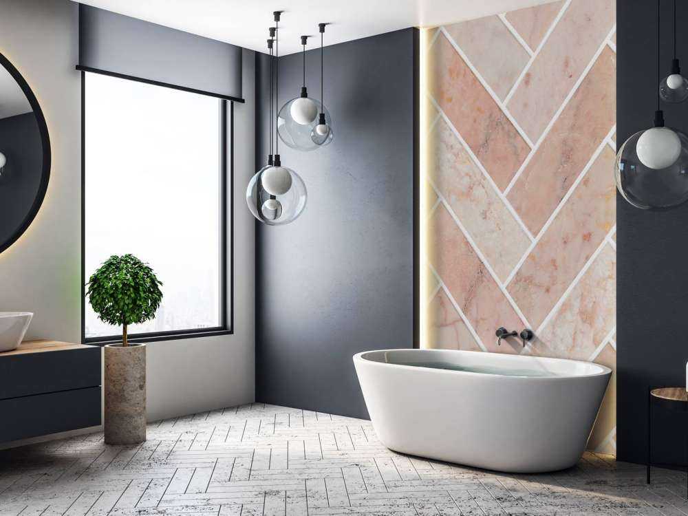 Pink marble herringbone