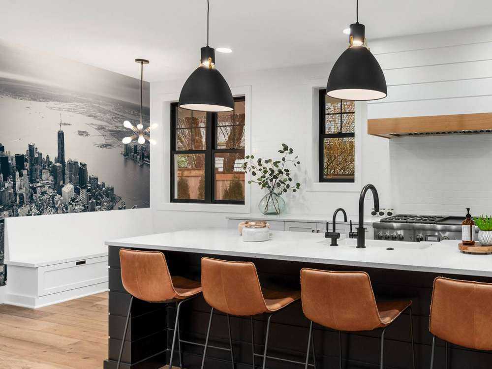 New York luchtfoto in zwart-wit