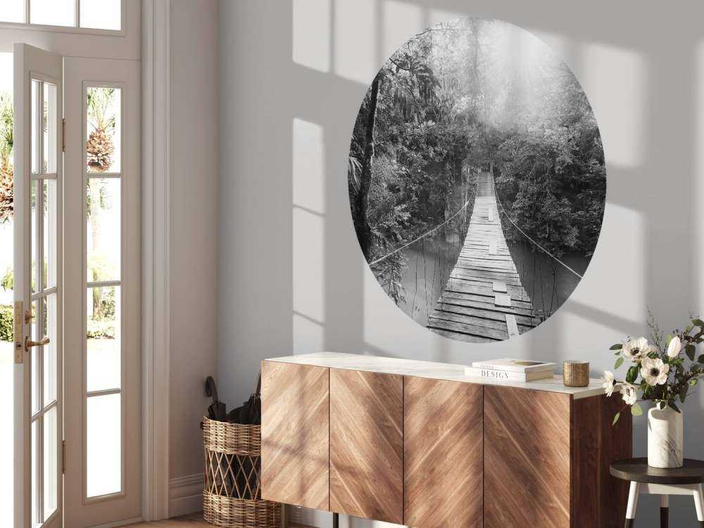 Suspension bridge black and white