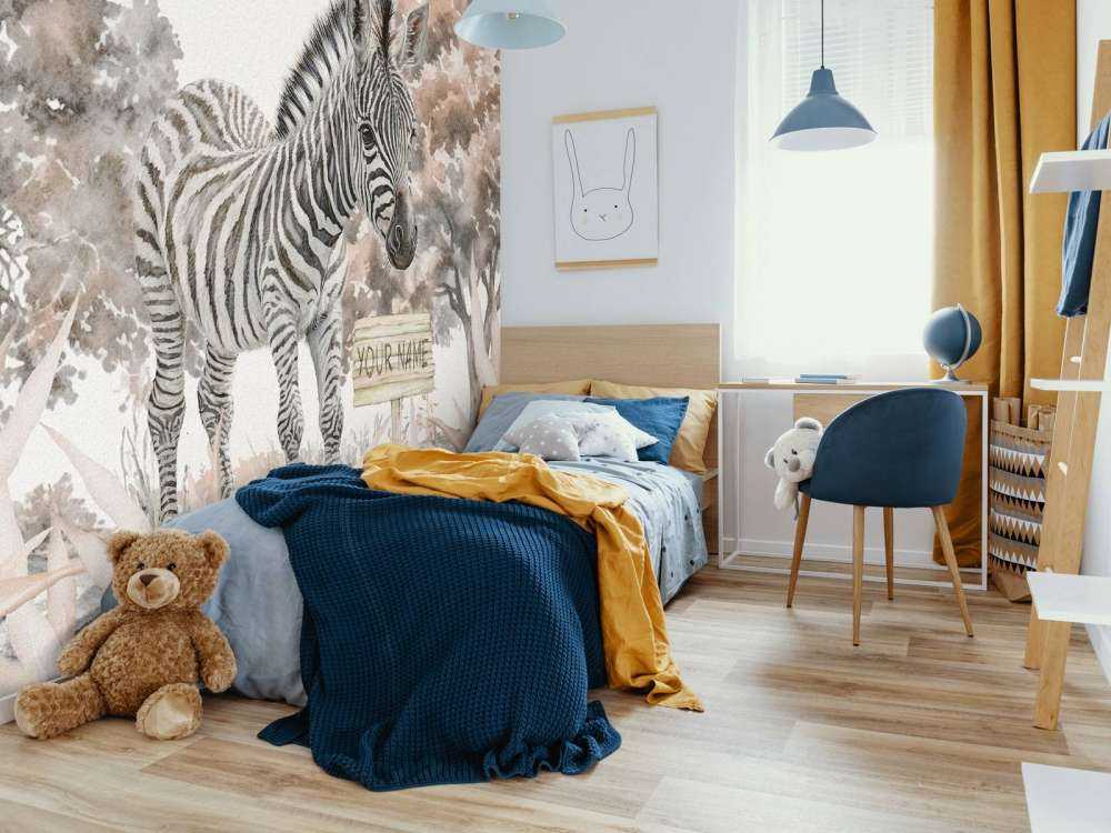 Young zebra in nature taupe