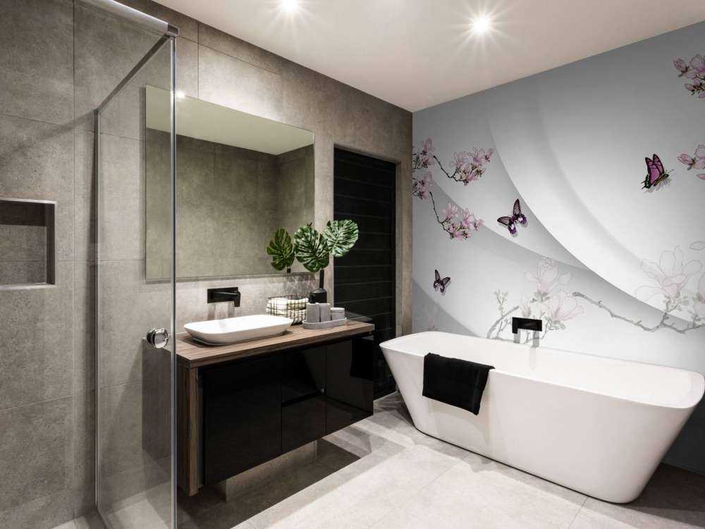 White 3D background with graceful blossom