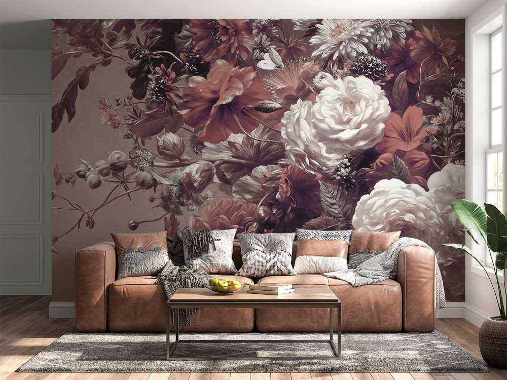 Big bouquet with orange poppies