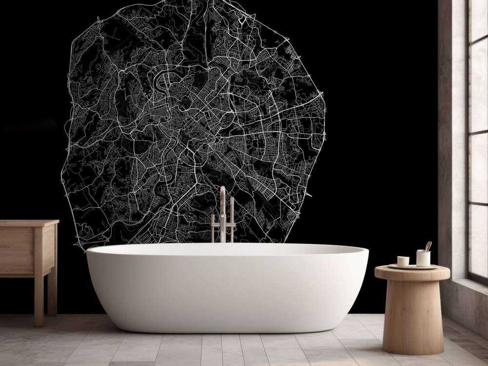 Plattegrond van Rome, zwart