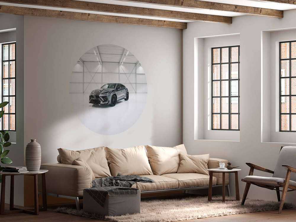 Lamborghini in white hall