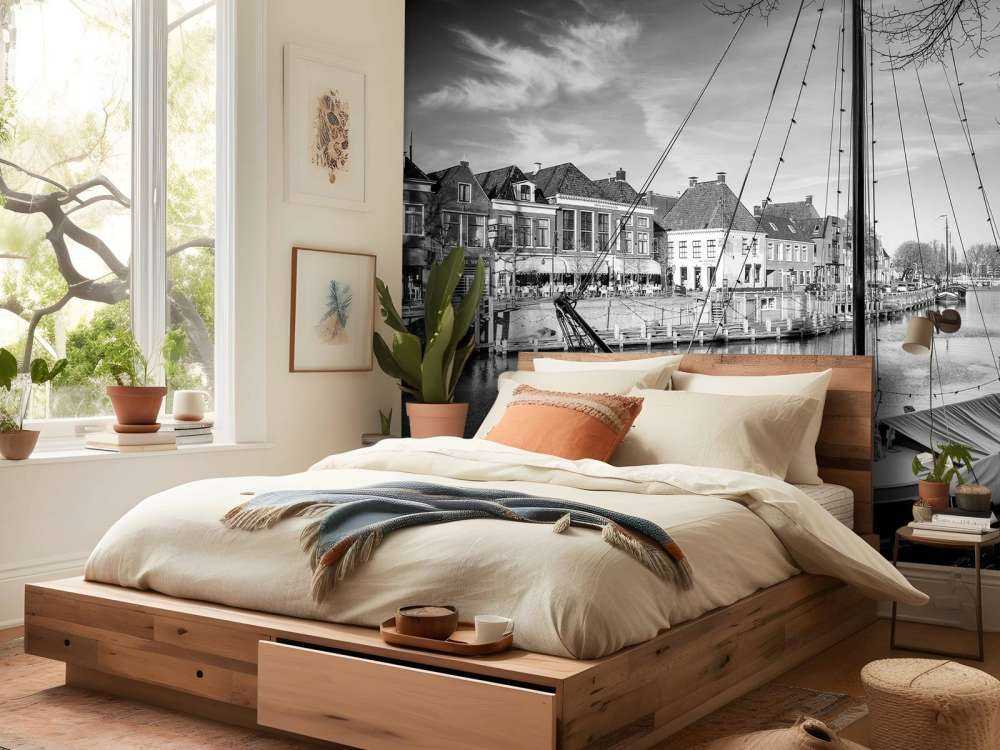 Historic cargo ships docked in Dokkum Friesland 