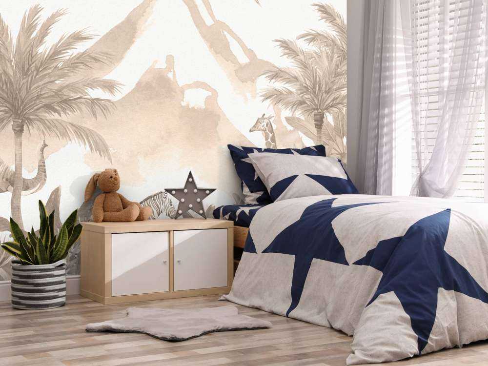 Jungle animals in taupe