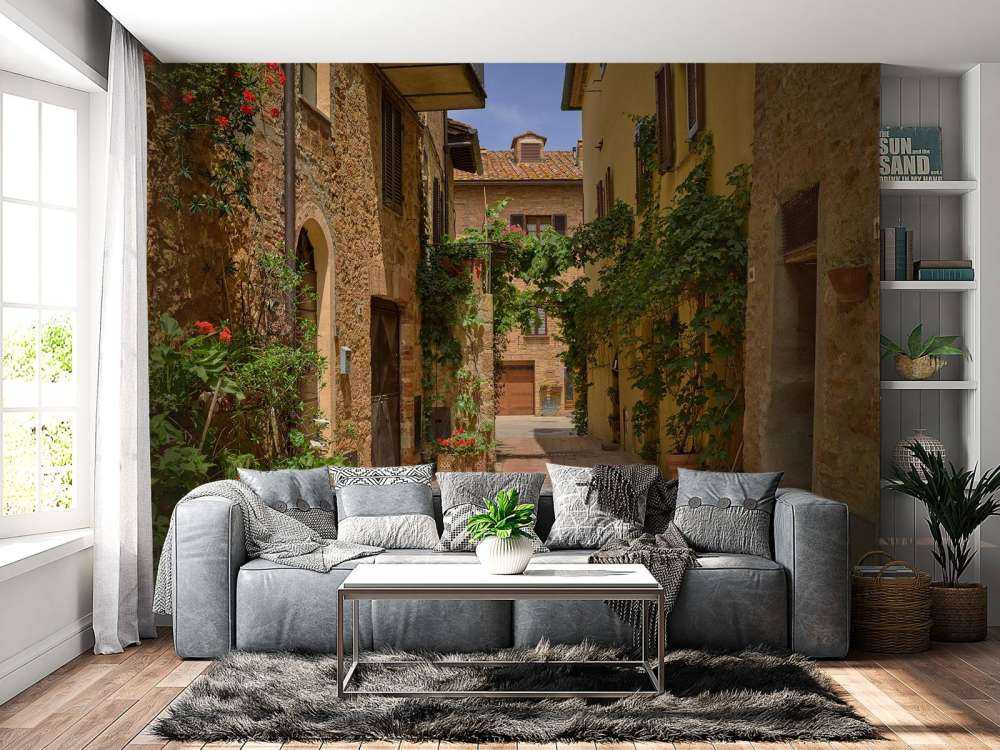 Italian street with plants