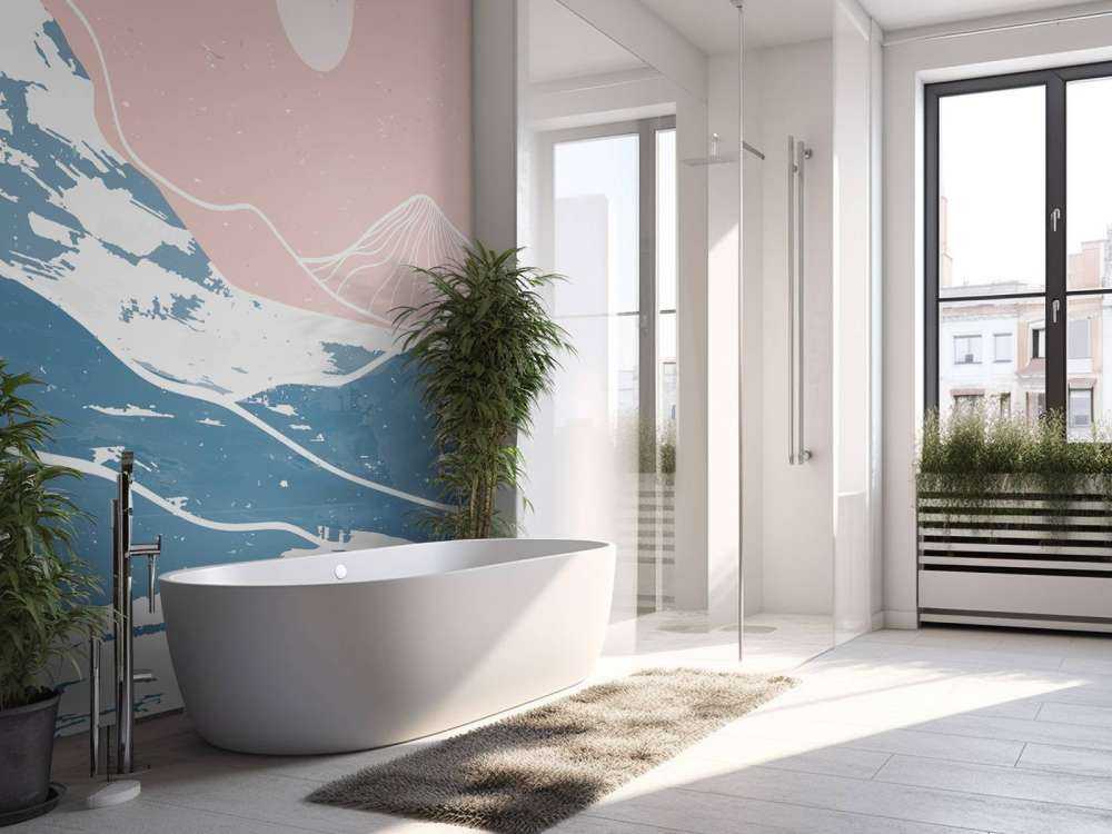 Winter mountains in front of the sun