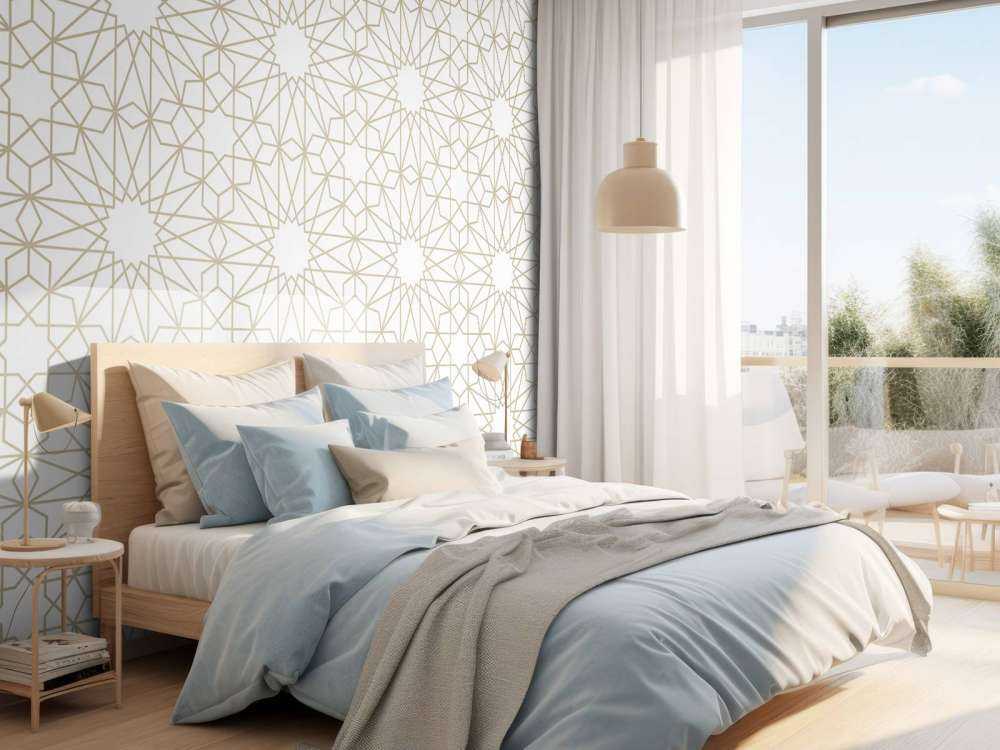 Geometric flowers, white