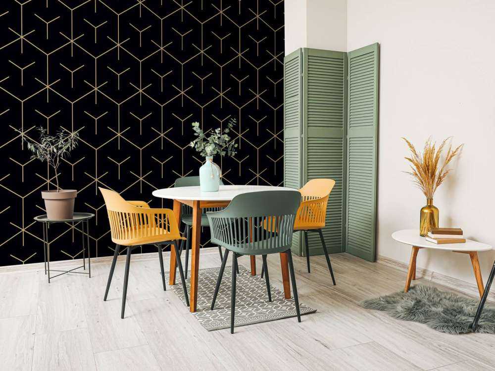 Geometric hexagons, black