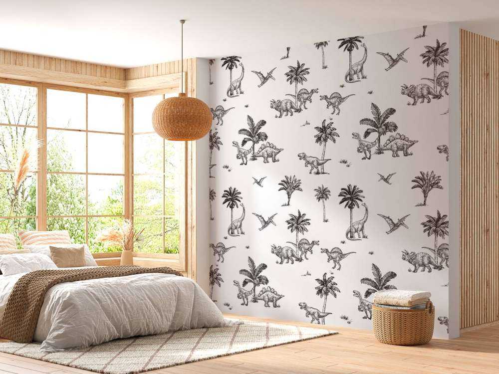 Dino pattern in black and white