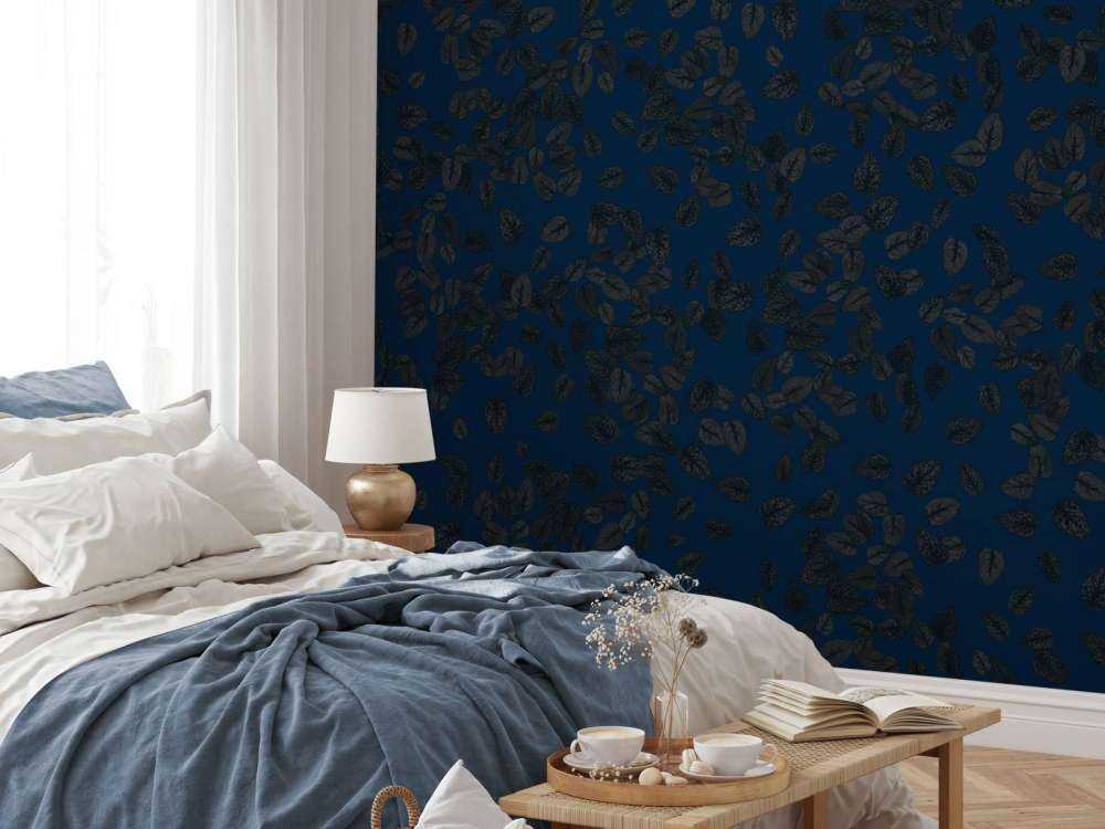 Small leaves dark on mightnight blue