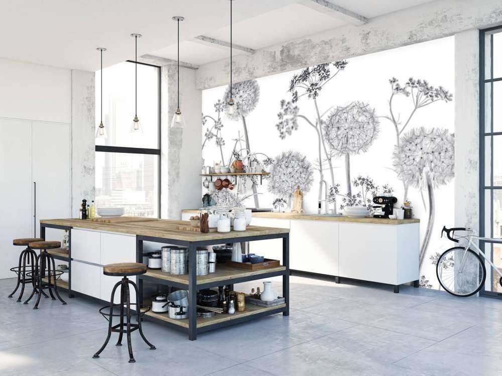 Meadow flowers in black and white