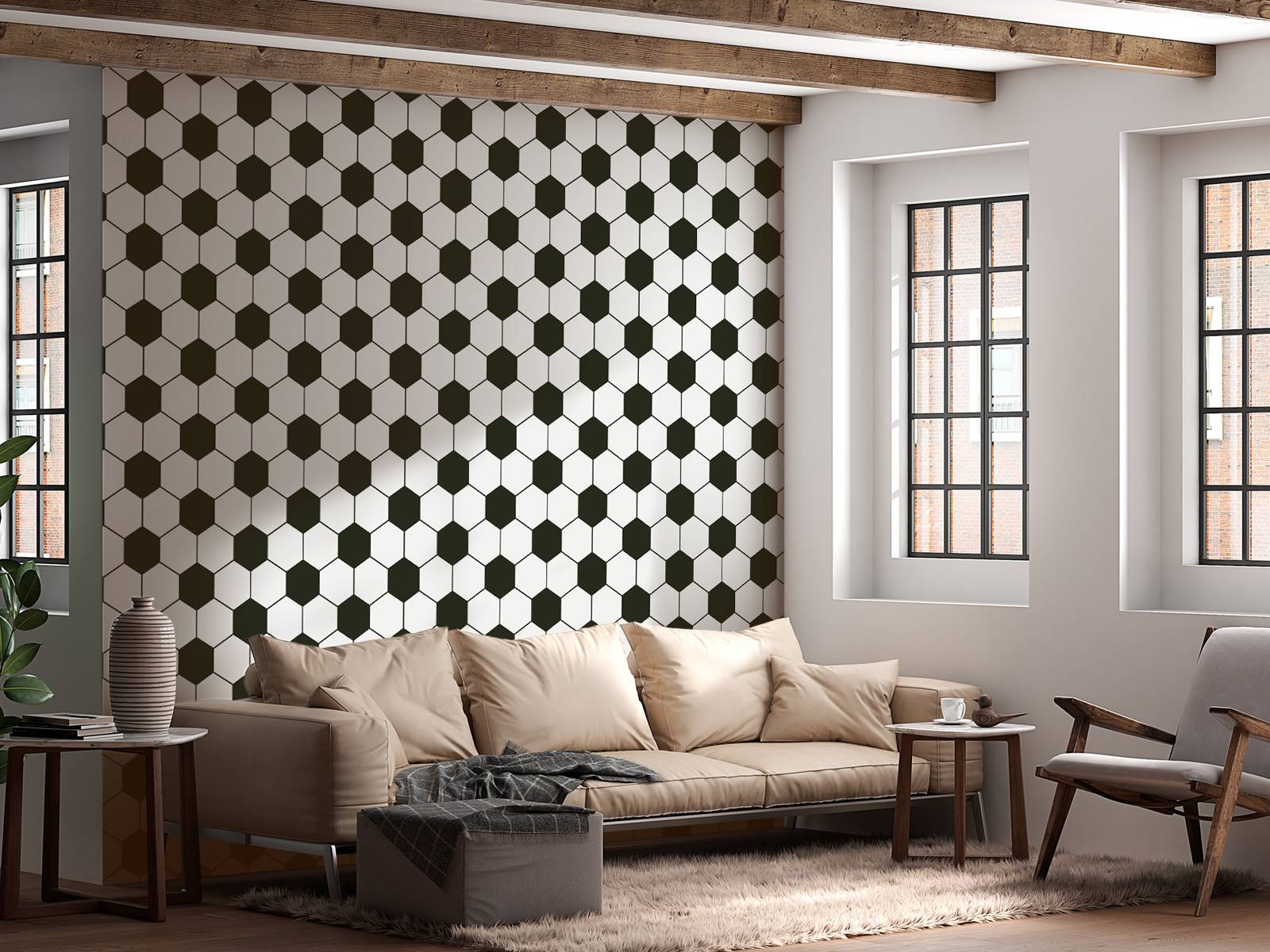 Black and white geometric polygons
