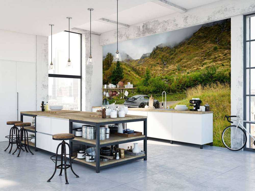 Sports car in mountain mist