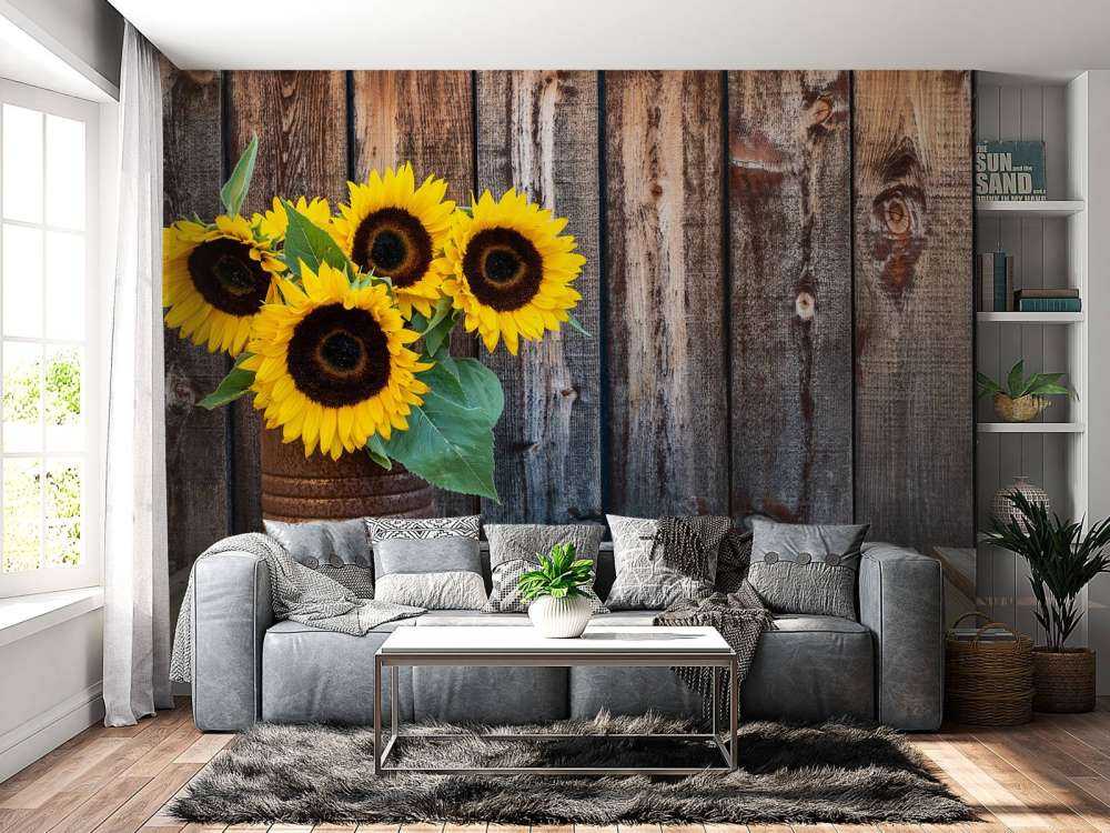 Vase with sunflowers