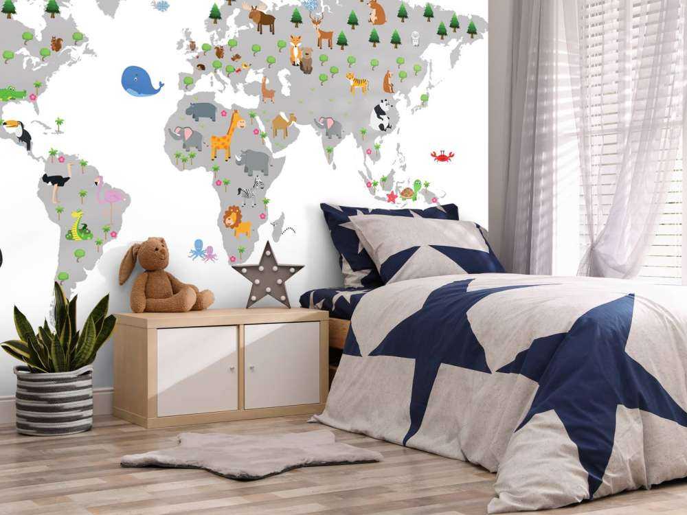 World map for children with white background