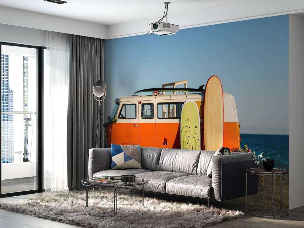 Bus with surfboard