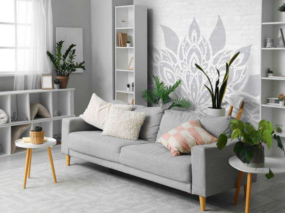 Light gray Mandala On Brick