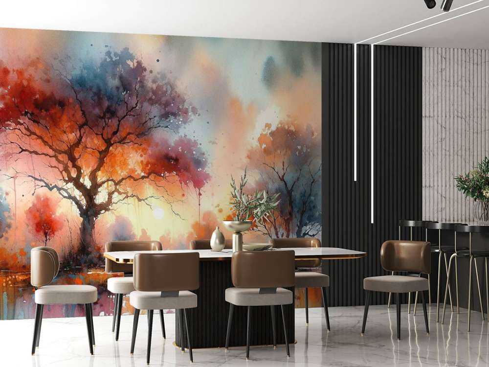 Autumn's Fiery Canopy at Dusk