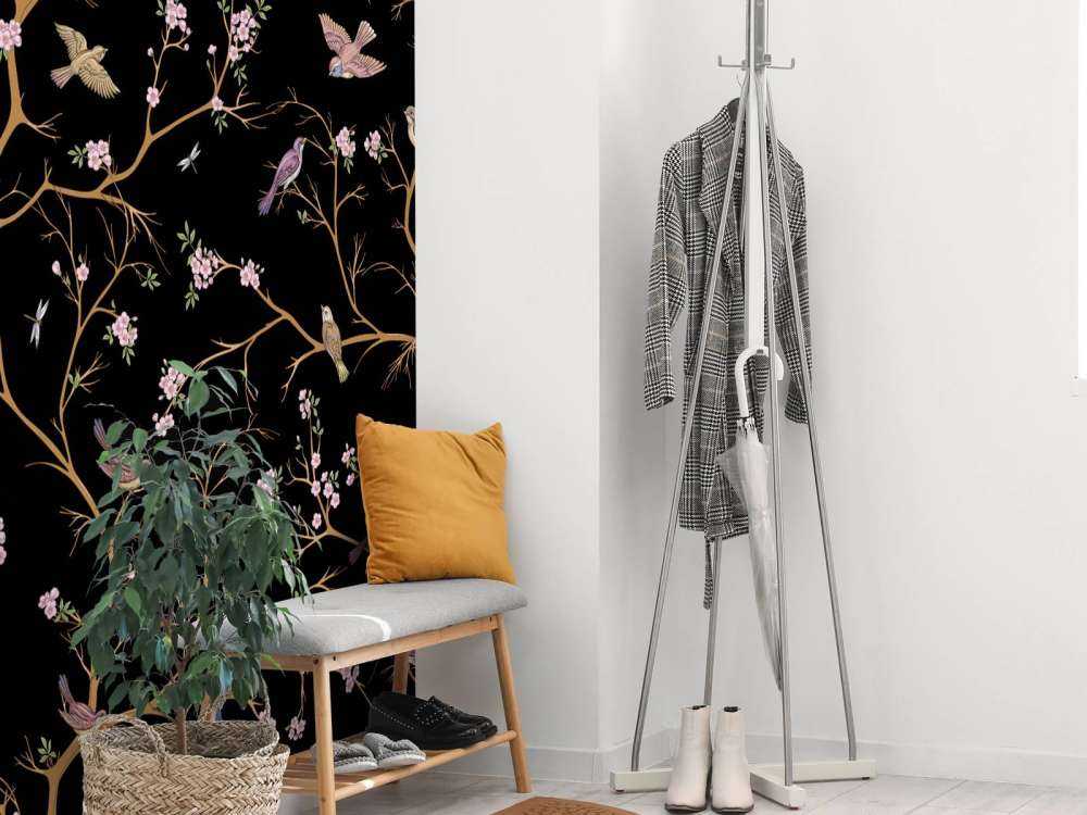 Blossom branches with birds