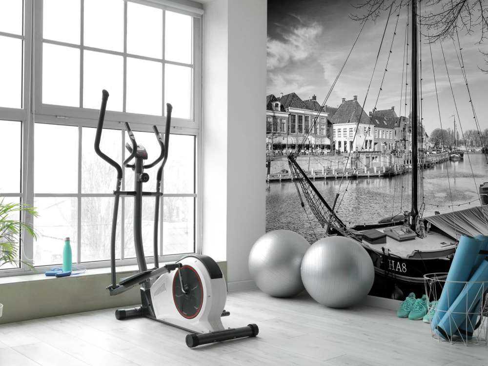 Historic cargo ships docked in Dokkum Friesland 