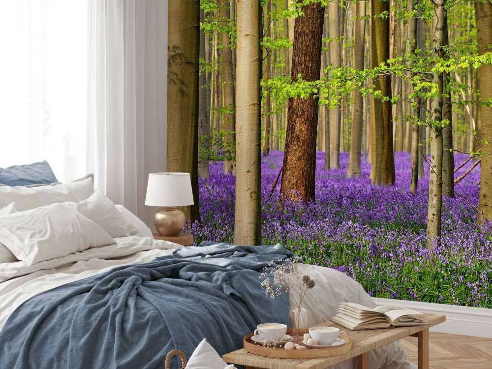 Forest with purple flowers