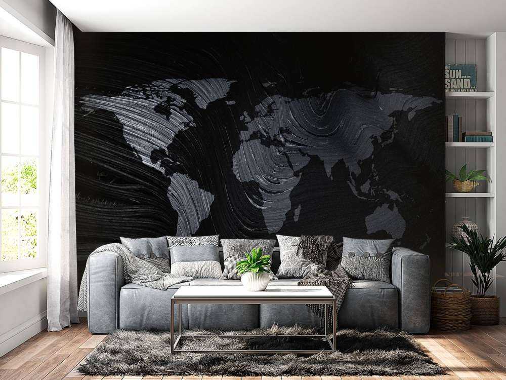World map on a palm leaf