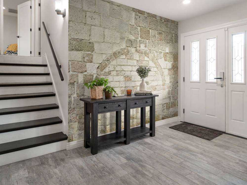 Old stone wall with arch