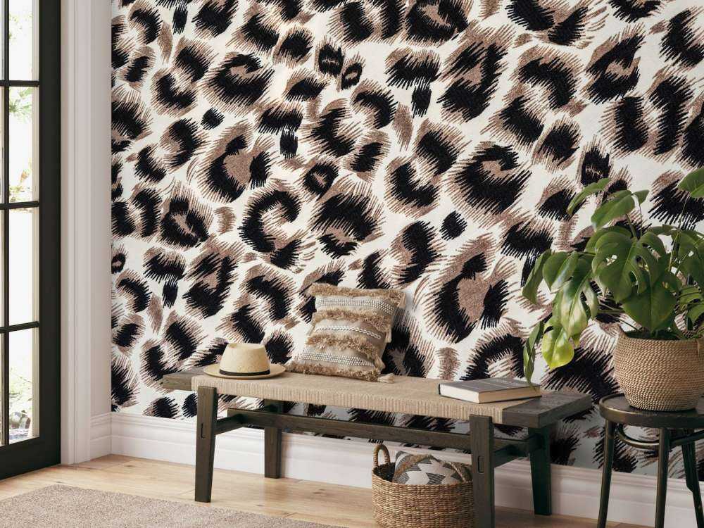 Beige coloured panther coat