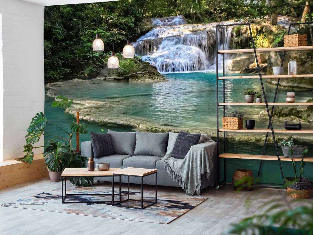 Fishing at a waterfall