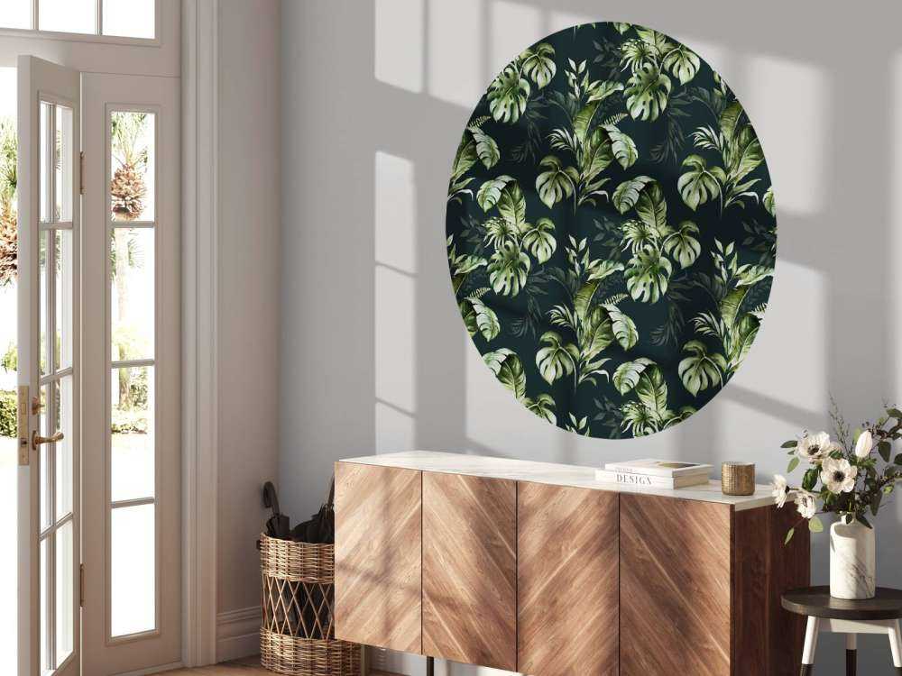 Green pattern with leaves