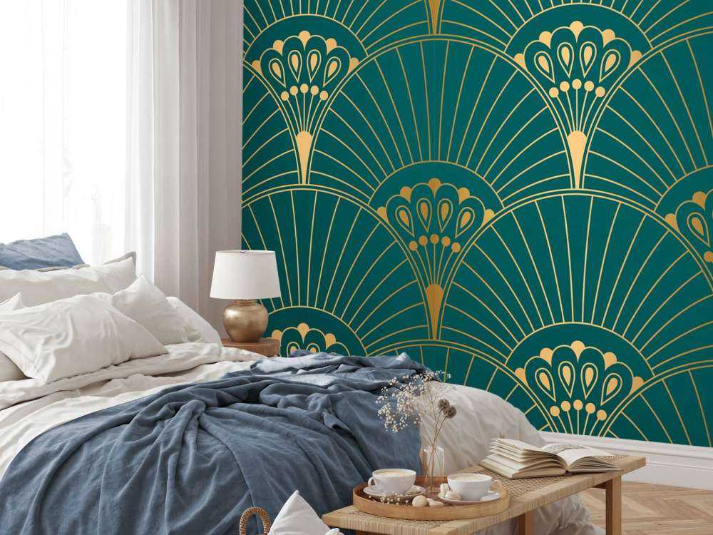 Art Deco fan in Teal